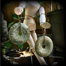 Load image into Gallery viewer, 8 gauge ear weights for stretching 3mm ear hangers Jasper earrings Green jasper jewelry Stone weights Plug earrings Hanging gauges Tunnels