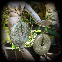 Load image into Gallery viewer, 8 gauge ear weights for stretching 3mm ear hangers Jasper earrings Green jasper jewelry Stone weights Plug earrings Hanging gauges Tunnels