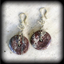 Load image into Gallery viewer, 2 gauge ear weights for stretching 6mm ear hangers Jasper earrings Chohua jasper jewelry Stone weights Plug earrings Hanging gauges Tunnels