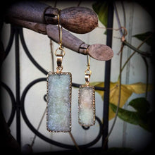 Load image into Gallery viewer, Druzy earrings Druzy jewelry Crystal earrings Dangle earrings Rectangle earrings Tunnel earrings Plug earrings Kidney hooks Gauges 2mm 3mm