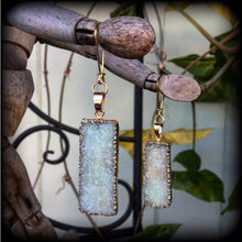Load image into Gallery viewer, Druzy earrings Druzy jewelry Crystal earrings Dangle earrings Rectangle earrings Tunnel earrings Plug earrings Kidney hooks Gauges 2mm 3mm