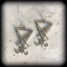 Load image into Gallery viewer, Lucifer earrings Sigil of Lucifer earrings Sigil jewelry Magick earrings Wicca Occult jewelry Temple of Set Plug earrings Tunnel earrings