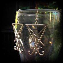 Load image into Gallery viewer, Lucifer earrings Sigil of Lucifer earrings Sigil jewelry Magick earrings Wicca Occult jewelry Temple of Set Plug earrings Tunnel earrings