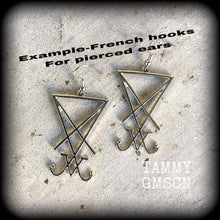 Load image into Gallery viewer, Lucifer earrings Sigil of Lucifer earrings Sigil jewelry Magick earrings Wicca Occult jewelry Temple of Set Plug earrings Tunnel earrings