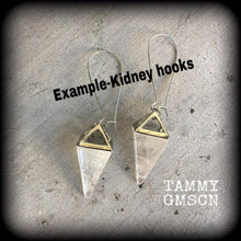 Load image into Gallery viewer, Quartz ear weight, Gemstone ear hangers, Tunnel weights, Gauged earrings, Tunnel dangles, Plug dangles, Hanging Gauges, Clear quartz weights