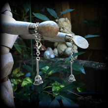 Load image into Gallery viewer, 4mm ear hangers Witchy plug dangles 5mm Besom 6mm 8mm 0 gauge tunnel dangles Witches broom Plug earrings For stretched ears Gauged earrings