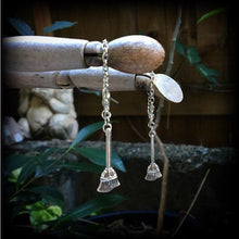 Load image into Gallery viewer, 4mm ear hangers Witchy plug dangles 5mm Besom 6mm 8mm 0 gauge tunnel dangles Witches broom Plug earrings For stretched ears Gauged earrings