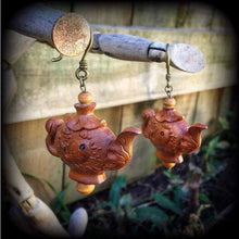 Load image into Gallery viewer, 0 gauge ear weights 2 gauge Ear Hangers Carved wood tapers 4 g Tunnel dangles 3mm plug dangles Organic gauges Hanging gauges Gauged earrings