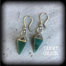 Load image into Gallery viewer, 6mm weights 2 gauge ear hangers Gemstone 8mm ear weights Aventurine 3mm tunnel dangles Plugs Gauged earrings Hanging gauges 4mm plug dangles