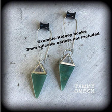 Load image into Gallery viewer, 6mm weights 2 gauge ear hangers Gemstone 8mm ear weights Aventurine 3mm tunnel dangles Plugs Gauged earrings Hanging gauges 4mm plug dangles