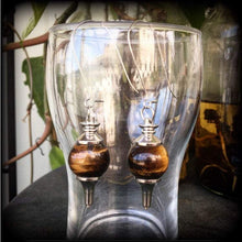 Load image into Gallery viewer, Tigers Eye earrings Gemstone earrings Boho earrings Tigers eye jewelry Pierced ears Tunnel earrings Plug dangles Gauged earrings Gauges