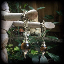 Load image into Gallery viewer, Tigers Eye 00 gauge weights Tigers Eye ear weight Gemstone ear hangers Hanging gauges Gauged earrings Tunnel dangles Plug dangles Gauges