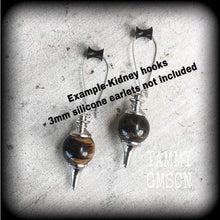Load image into Gallery viewer, Tigers Eye 00 gauge weights Tigers Eye ear weight Gemstone ear hangers Hanging gauges Gauged earrings Tunnel dangles Plug dangles Gauges