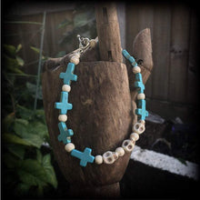 Load image into Gallery viewer, Skull bracelet Voodoo Horror jewelry Cross bracelet Cinco de Mayo jewelry Frost Bite Santeria bracelet Gothic jewelry Halloween bracelet