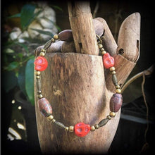 Load image into Gallery viewer, Voodoo bracelet Jasper bracelet Skull bracelet Industrial Gothic Emo Los Muertos Santeria Halloween bracelet Papa Legba bracelet Loa jewelry