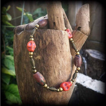 Load image into Gallery viewer, Voodoo bracelet Jasper bracelet Skull bracelet Industrial Gothic Emo Los Muertos Santeria Halloween bracelet Papa Legba bracelet Loa jewelry