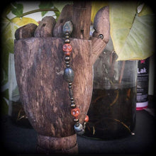 Load image into Gallery viewer, Papa Legba bracelet Jasper bracelet Brown skull bracelet Bronze bracelet Gothic bracelet Voodoo bracelet Halloween bracelet