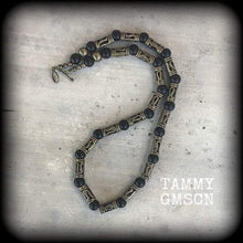 Load image into Gallery viewer, Loa necklace Voodoo necklace Bronze and stone necklace Ogoun necklace Vodou jewelry Santeria jewelry Voodoo jewelry Tribal jewelry Gothic