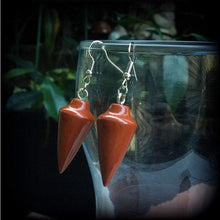 Load image into Gallery viewer, Red Jasper earrings Gemstone earrings Dangle earrings Blood moon earrings Crystal earrings Dangle earrings Pierced ears Kidney hooks 3mm 4mm