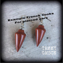 Load image into Gallery viewer, Red Jasper earrings Gemstone earrings Dangle earrings Blood moon earrings Crystal earrings Dangle earrings Pierced ears Kidney hooks 3mm 4mm