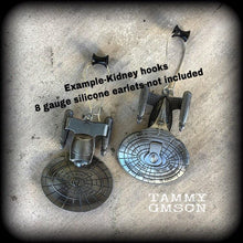 Load image into Gallery viewer, Star Trek Earrings Sci Fi Earrings Geek jewelry Nerd earrings Trekkie jewelry Gamer Trekker earrings Tunnel earrings Plug earrings Gauges