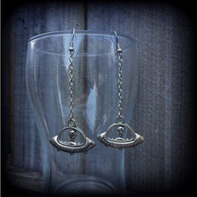 Load image into Gallery viewer, UFO earrings Alien earrings Space earrings Space ship earrings XFiles earrings Alien abduction Tunnel earrings Plug earrings Gauged earrings