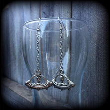Load image into Gallery viewer, UFO earrings Alien earrings Space earrings Space ship earrings XFiles earrings Alien abduction Tunnel earrings Plug earrings Gauged earrings