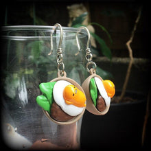 Load image into Gallery viewer, Egg earrings Japanese earrings Kawaii earrings Egg jewelry Lazy egg earrings 3mm tunnel dangles Hanging gauges Tunnel earrings Plug earring
