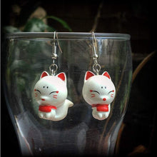 Load image into Gallery viewer, Cute fox earrings Kitsune earrings Kawaii Japanese Inari Fox earrings Kitsch Shinto earrings Japanese Tunnel earrings Oni Plug earrings2g 4g