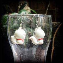 Load image into Gallery viewer, Cute fox earrings Kitsune earrings Kawaii Japanese Inari Fox earrings Kitsch Shinto earrings Japanese Tunnel earrings Oni Plug earrings2g 4g