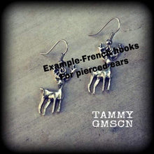 Load image into Gallery viewer, Deer earrings Antler earrings Elk earrings Animal earrings Animal jewelry Wiccan jewelry Nature earrings Pan earrings Saggitarius Gauges 8g