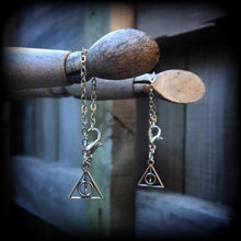 Load image into Gallery viewer, 4mm tunnel dangles 6mm plug dangles 8 gauge plug earrings Wizard earrings 6 gauge tunnel earrings Gauged earrings Hanging gauges Ear hangers