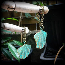 Load image into Gallery viewer, Leaf earrings Ginko earrings Goddess jewelry Nature jewelry Plug earrings Patina earrings Gauged earrings 6mm tunnel dangles 8mm plug dangle