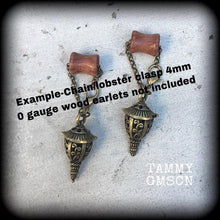 Load image into Gallery viewer, Japanese ear hangers 4mm 6 gauge Bronze ear weights 5mm plug dangles Hanging gauges 8mm tunnel dangles 10mm Gauged earrings 00g 0g 2g 4g 6g