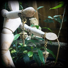 Load image into Gallery viewer, Lantern earrings Japanese earrings Bronze earrings Ornate earrings Ethnic earrings Tunnel earrings Plug earrings Gauged earrings 8g 6g 4g 2g