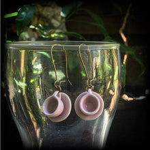 Load image into Gallery viewer, Tea cup earrings Tea Party earrings Kawaii earrings Pink earrings Alice in Wonderland 3mm plug earrings 3mm plug dangles 6mm tunnel earrings