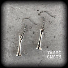 Load image into Gallery viewer, Fibula earrings Leg bone earrings Halloween earrings Tibia earrings Bone earrings Skeleton earrings Gauged earrings Zombie earrings Gauges