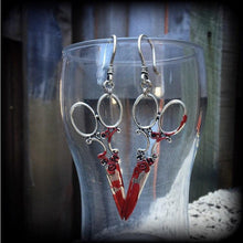 Load image into Gallery viewer, Halloween earrings Scissor earrings Gothic earrings Emo earrings Horror Slasher B Grade movie Scissorhands Psycho earrings Novelty earrings