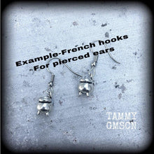 Load image into Gallery viewer, 6 gauge 4mm weights 5mm weights Cauldron earrings Witches earrings Coven earrings Plug earrings Witch craft Tunnel earrings 8mm Plug dangles