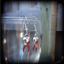 Load image into Gallery viewer, Molar teeth earrings Tooth fairy earrings Tooth earrings Dentist earrings Halloween earrings Costume earrings Cosplay earrings Zombies 6g