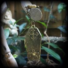 Load image into Gallery viewer, 8mm coffin ear weights Coffin earrings Halloween earrings Skeleton earrings Plug earrings Bronze Tunnel earrings Ear hangers Horror movie