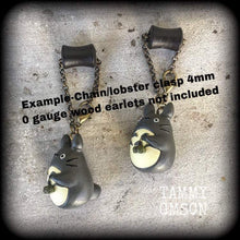 Load image into Gallery viewer, Totoro earrings Kawaii Ear hangers Anime Ghibli Japanese Cat Studio Ghibli Pierced ears Tunnel dangles Tunnel earrings Plug dangles 00g 0g