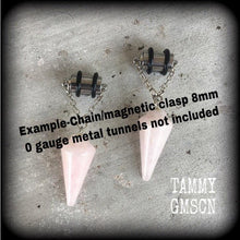 Load image into Gallery viewer, Rose Quartz ear weights 2 gauge ear hangers 4 gauge tunnel dangles Hanging gauges 8mm gauged earrings Plug dangles Light weights ear weights