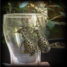 Load image into Gallery viewer, Genie earrings Lamp earrings Jeannie earrings Dangle earrings Statement earrings Big earrings Pierced ears Aquarius earrings Water earrings