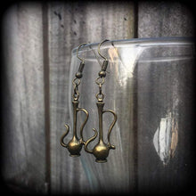 Load image into Gallery viewer, Hookah earrings Pipe earrings Vape earrings Bong earrings Shisha earrings Alice in Wonderland earrings Caterpillar earrings Tunnel dangles