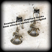 Load image into Gallery viewer, Rocking horse earrings Animal earrings Horse jewelry Equine earrings Carousel earrings Plug earrings Tunnel earrings Pierced ears Gauges
