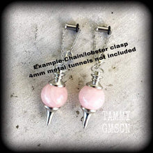 Load image into Gallery viewer, Rose Quartz earrings, Boho earrings, Ball earrings, Silver earrings, Chakra earrings, Pendulum, Wicca, Earrings for pierced ears, Crystal