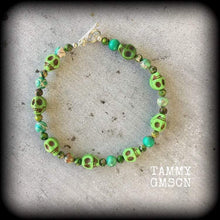 Load image into Gallery viewer, Halloween Bracelet Skull Voodou Voodoo bracelt Gothic Emo Los Muertos Day of the Dead Santeria Stone Skull bracelet Cinco de Mayo Jewellery