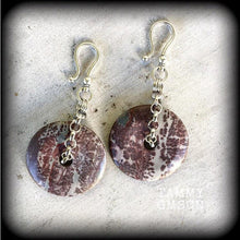 Load image into Gallery viewer, 2 gauge ear weights for stretching 6mm ear hangers Jasper earrings Chohua jasper jewelry Stone weights Plug earrings Hanging gauges Tunnels