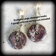 Load image into Gallery viewer, 2 gauge ear weights for stretching 6mm ear hangers Jasper earrings Chohua jasper jewelry Stone weights Plug earrings Hanging gauges Tunnels